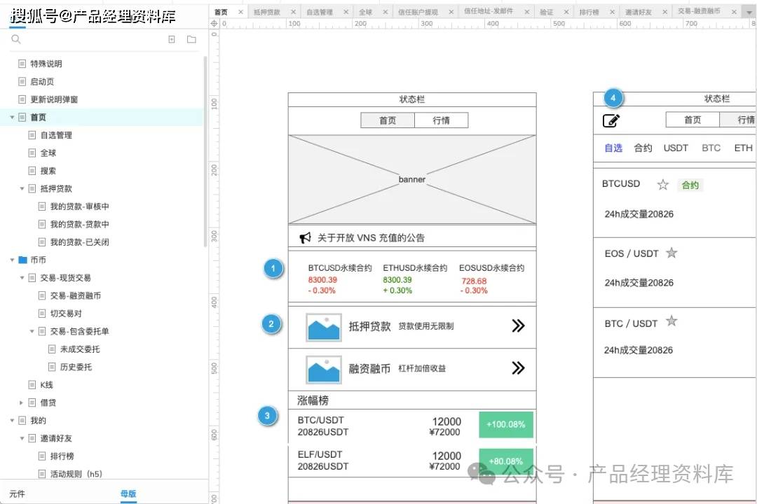 数字虚拟币交易所APP产品Axure RP原型.rp